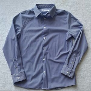 Zara Boys Dress Shirt Button Down Long Sleeve Blue and White Size 10